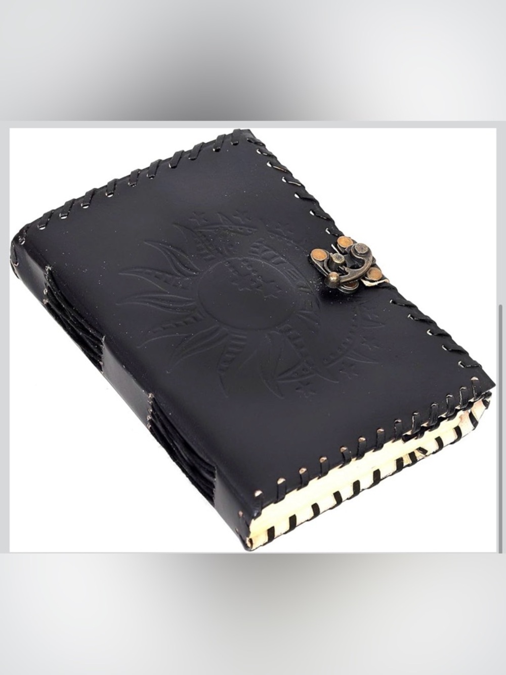 NWT Genuine Leather Sun Moon Celestial Journal 5x7 Handmade Gothic Notebook - Picture 4 of 16